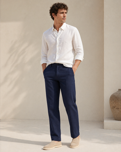 Pantastic Linen-Cotton Pants — Deep Navy