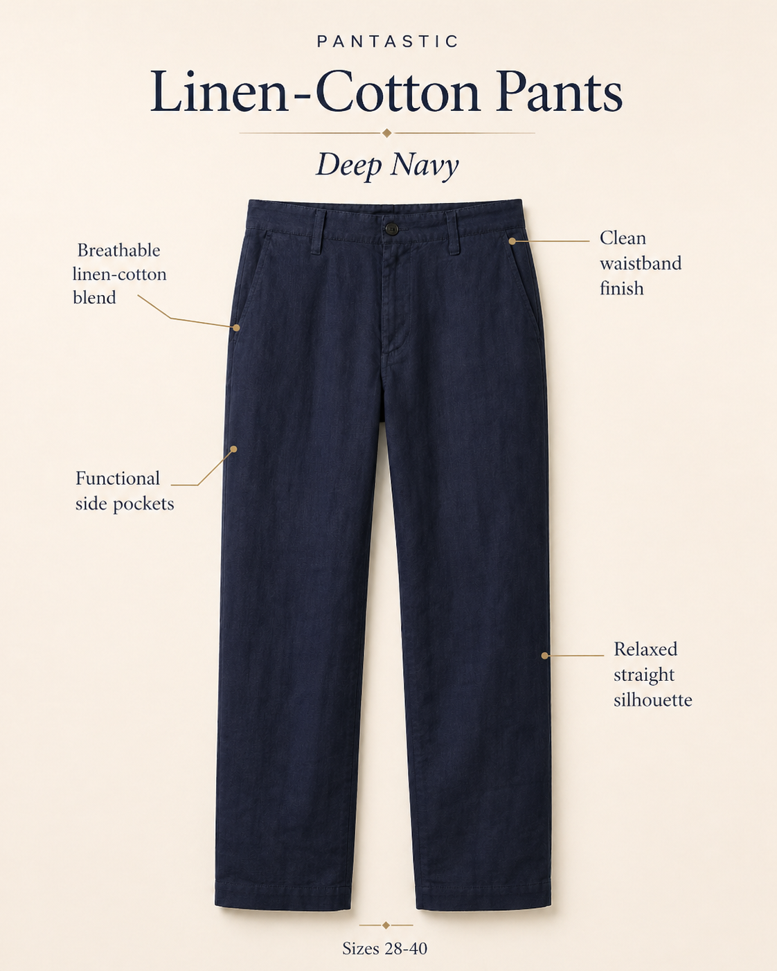 Pantastic Linen-Cotton Pants — Deep Navy